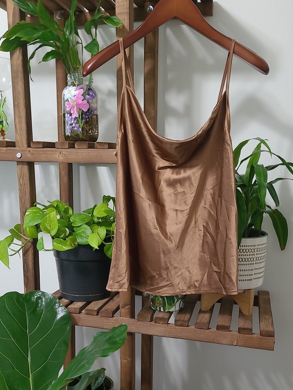 Rich Light Copper Brown Shiny Polyester Camisole NWT